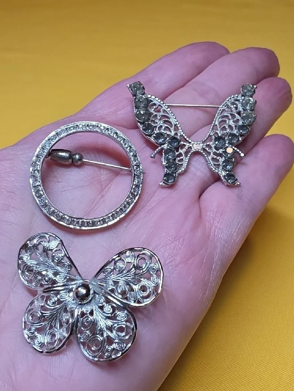 Vintage Silver Tone & Rhinestone Brooch Lot 8pc - 1 Marked Emmons ▪︎ Unique Lot!